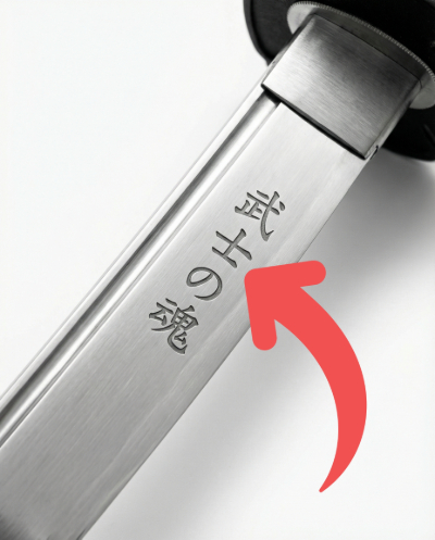 Beispiel einer Gravur auf einer Katana-Klinge